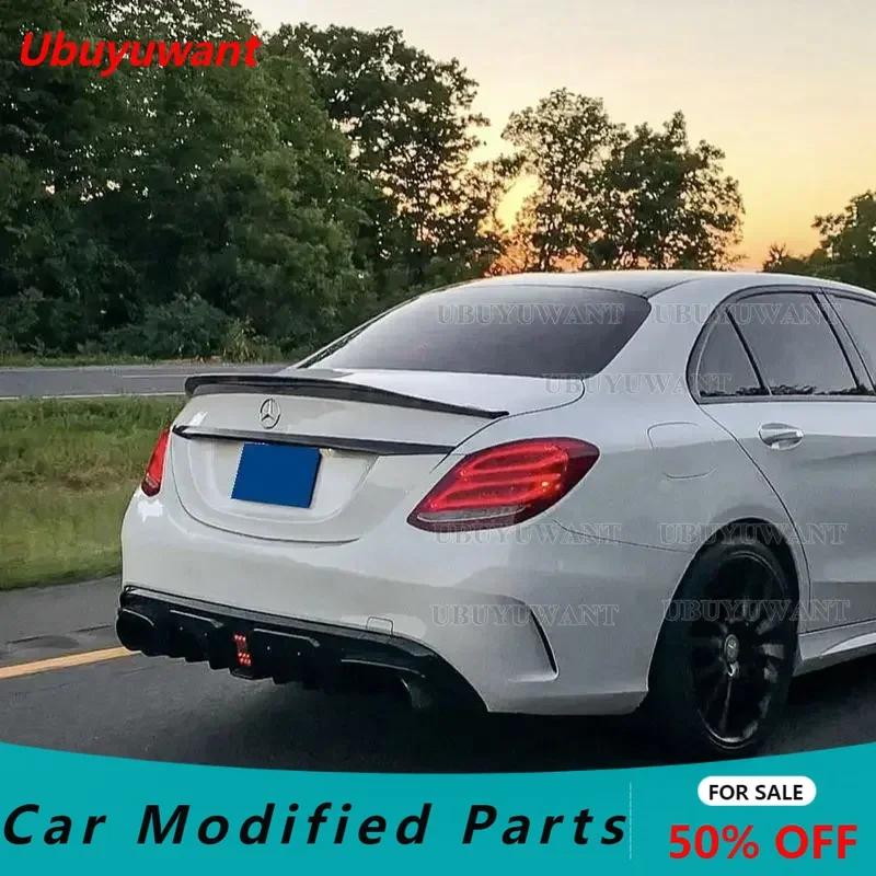 For Mercedes C W205 C63 C43 4Door 2014-2021 ABS Plastic Rear Trunk Wing Tail Car Body Kit Accessories