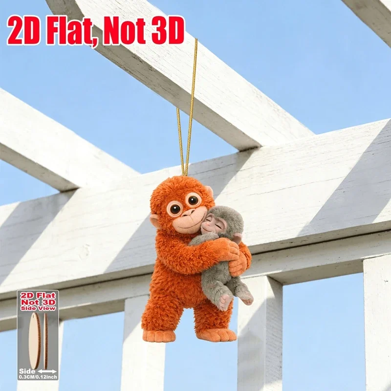 2D Flat Protect Punch The Monkey Pendant Creative Gorilla Figurine Hanging Decoration For Backpack Purse Car Keys,Jewelry Gift