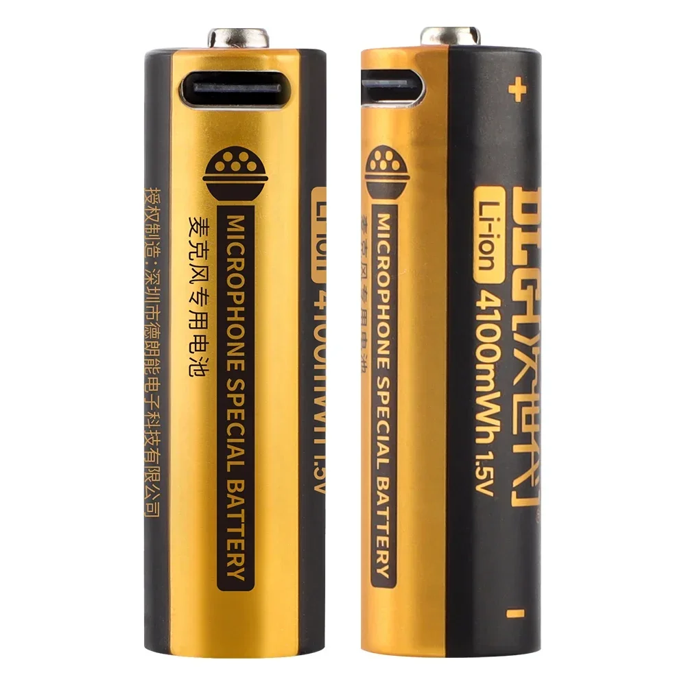 DLGPOWER 1.5V USB 4100mWh Lithium battery AA Rechargeable batteries with 4-in-1 USB Cable for Microphone Camera Small fan