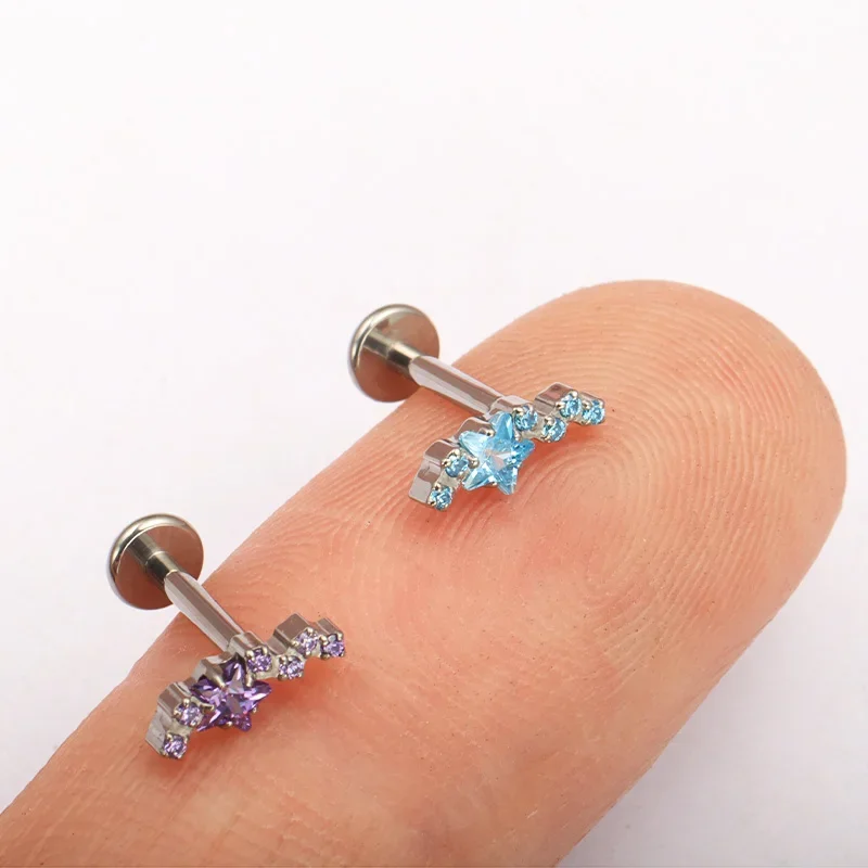 ZOOR F136 كوكبة التيتانيوم ستار مختبر ثقب الموضوع الداخلي محارة Labret الزنمة اللولب محارة ثقب الشفاه الأنف الجسم جديد