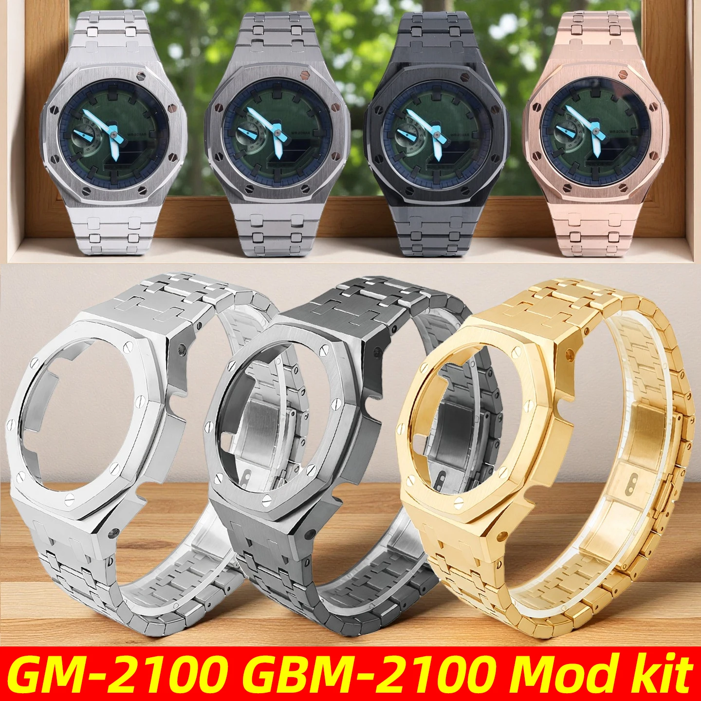 

Ремешок из нержавеющей стали для Casio G-SHOCK GM2100 GBM-2100 GM-2100, сменный металлический браслет, аксессуары для часов