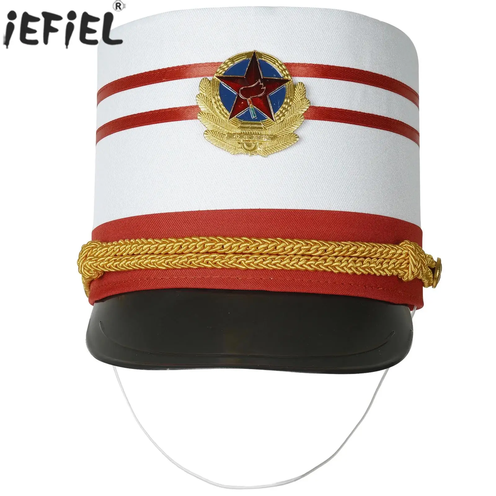 Kids Honor Guard Hat Marching Drum Band Nutcrackers Hat Halloween Carnival Party Cosplay Performance Costume Major Soldier Cap