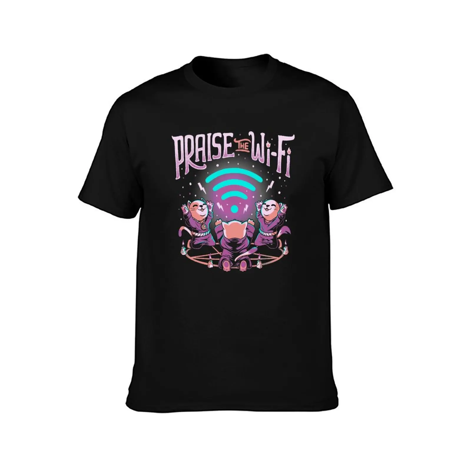 Praise the Wifi Funny Evil Worship Cats T-Shirt Ultra Soft Breathable Tee Top