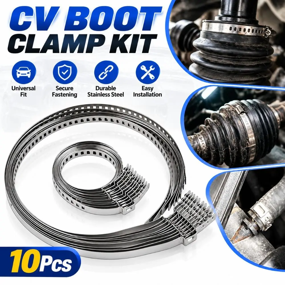 Stainless Steel CV Boot Clamp Kit Single Ear Adjustable CV Joint Boot Crimp Clamp Axle CV Joint Boot Kit