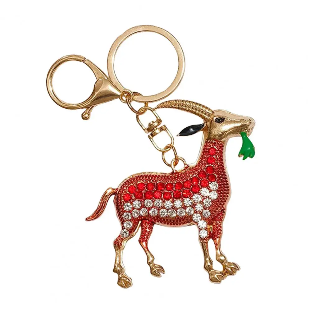 Zinc Alloy Key Holder Goat Keychain with Sparkling Rhinestones Metal Pendant for Car Backpacks Handbags Unique Gift for Goat