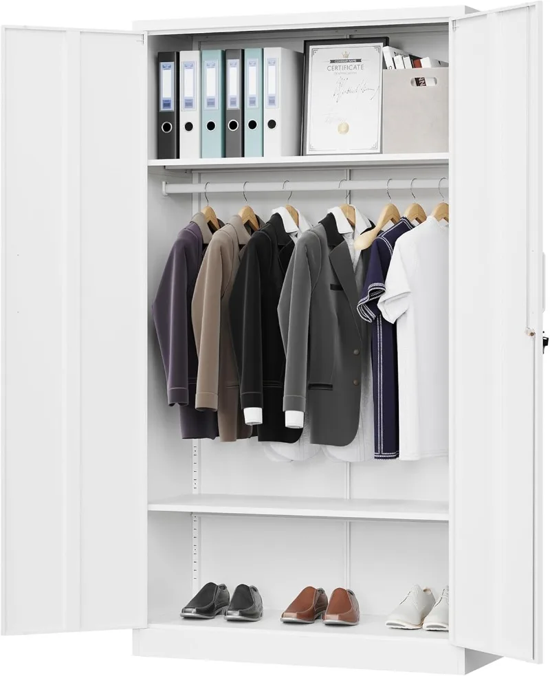 Metal Wardrobe Cabinets with Lock,Clothing Locker 72