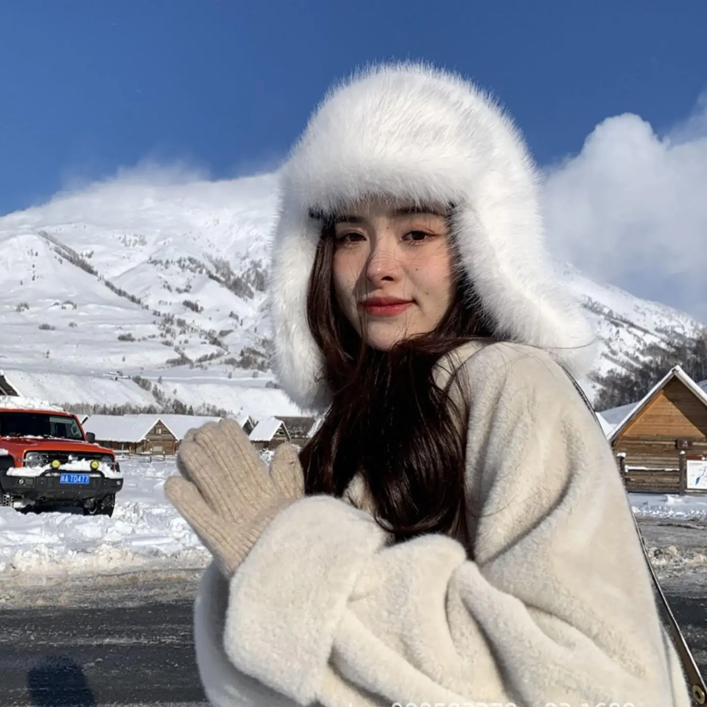 Winter Faux Fox Fur Bomber Hats Women's Russian Ushanka Hat Thick Warm Snow Skiing Cap Windproof Earflap Cycling Cold Hat