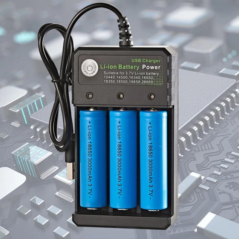 USB Powereds 3 Slot USB شحن مستقل لعام 18650 18500 14500 16650