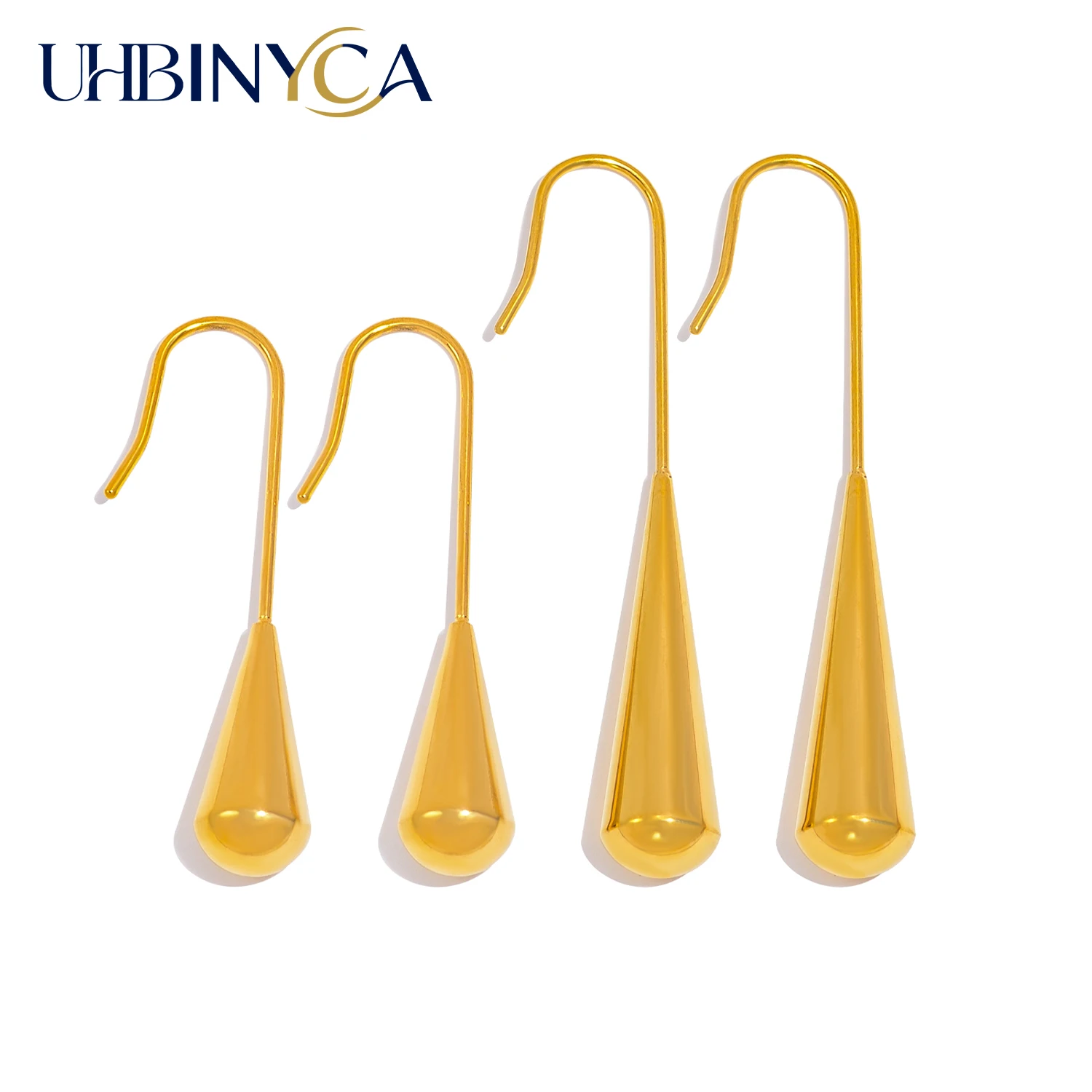 French-style Minimalist Fluid Droplet Shaped Earrings for Woman, Stainless Steel Earrings Artistic Women's Jewelry