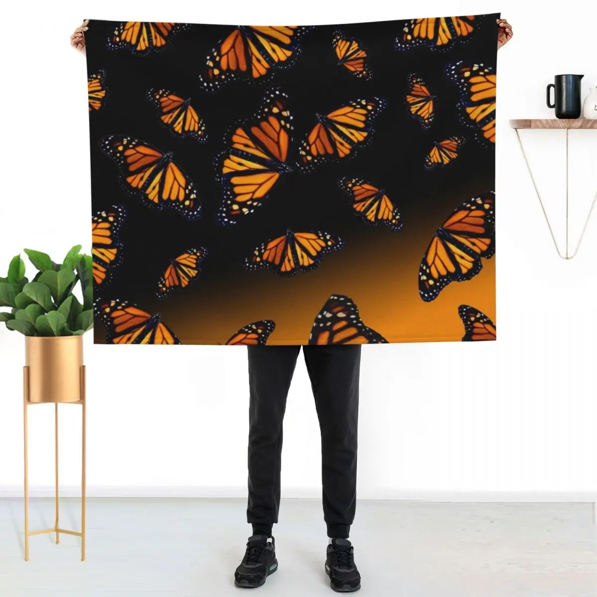 orange monarch butterflys Throw Blanket manga Loose Baby anime Warm Thins Blankets