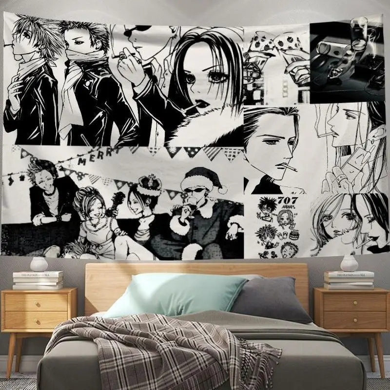 VIKAMA NANA Anime Collage Tapestry, Punk Manga Wall Hanging for Living Room Bedroom Esports Room Japanese Home Decor