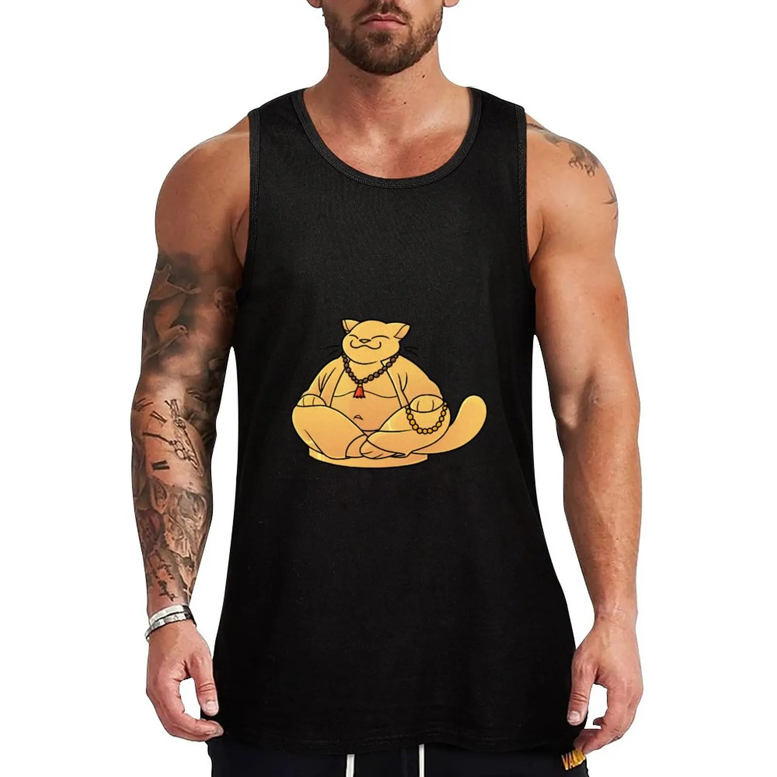 

Buddha Cat Tank Top Casual Everyday Tank Top Soft Loose Sleeveless Shirt