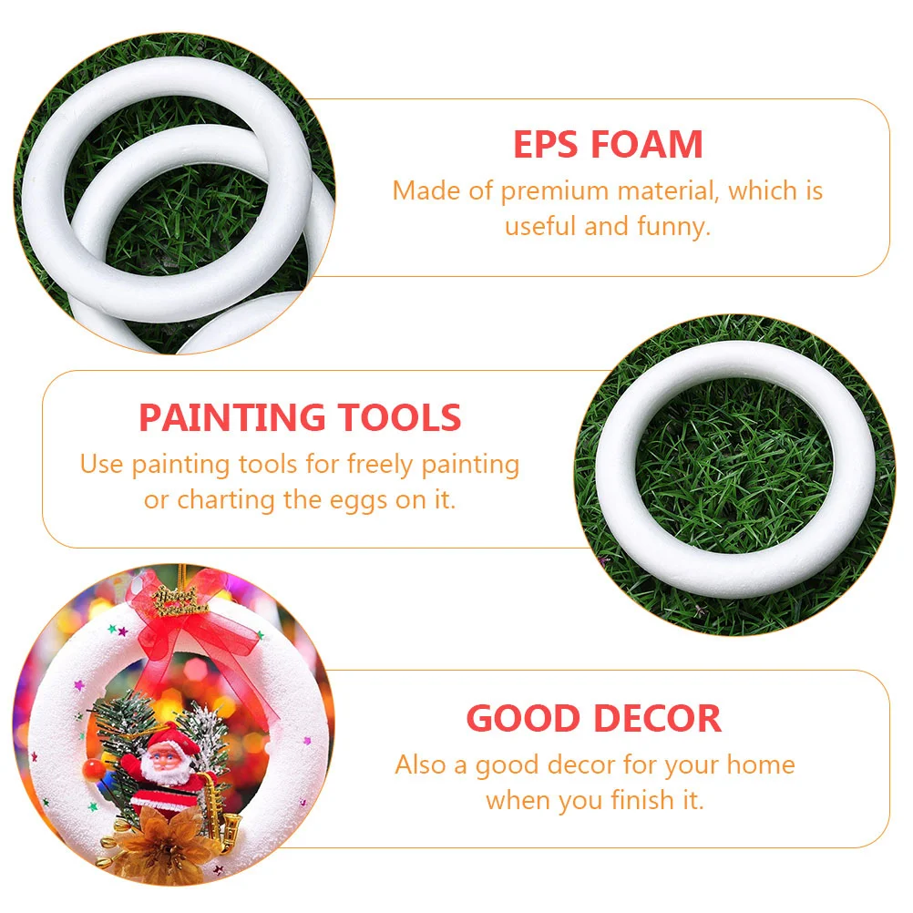 3 Pcs Ring Premium Material Paintable Model DIY Circular Child Accessory Bubble Circle Wreath Making Supplies Round Foam