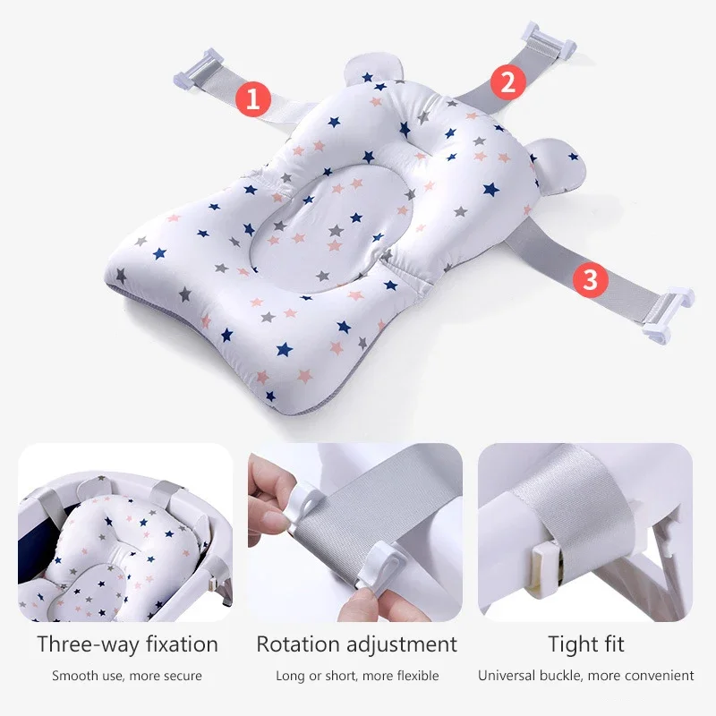 Hildees Baby Bath Seat Support Mat Foldable Baby Bath Tub Pad & Chair Newborn Bathtub Pillow Infant Anti-Slip Soft Body Cushion