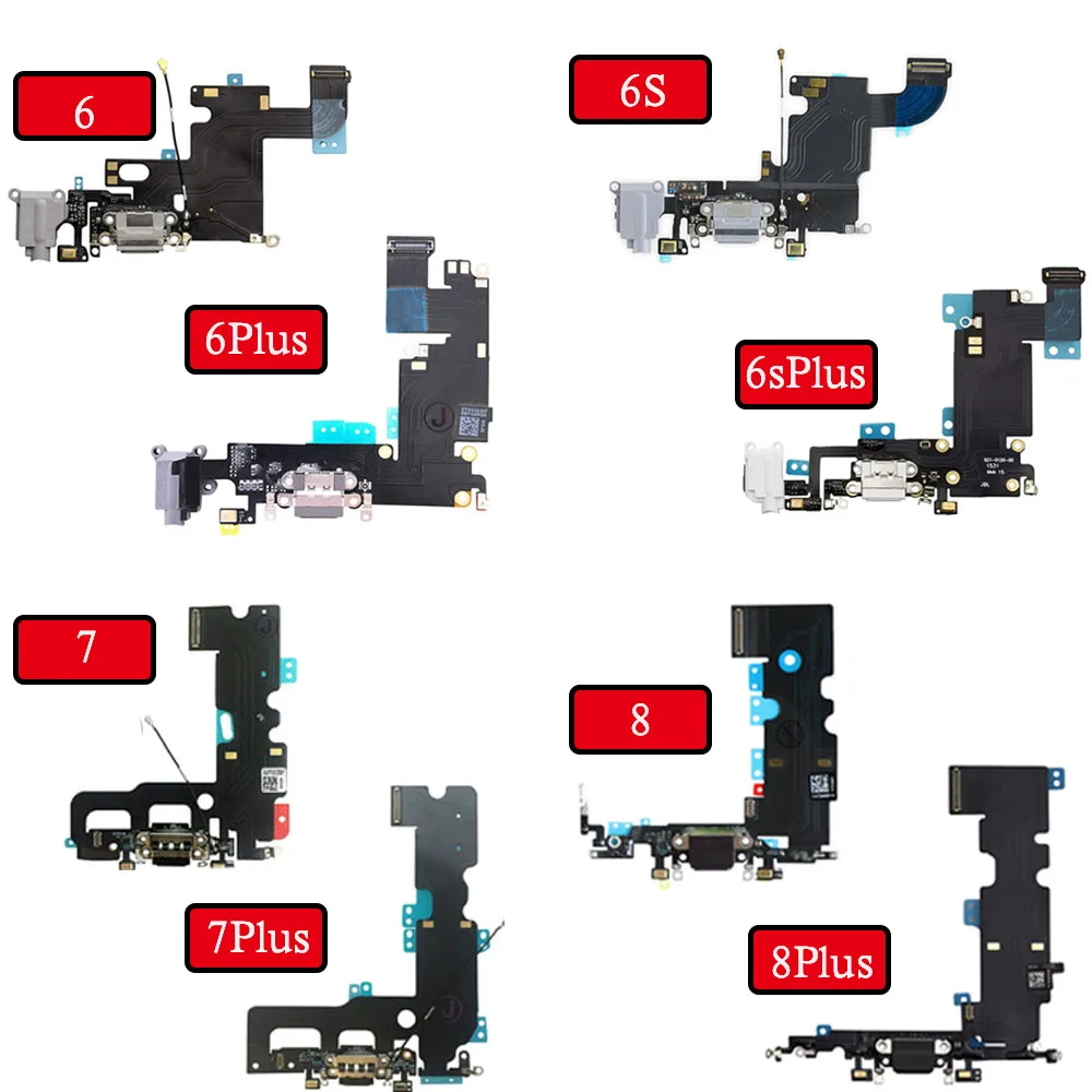 USB Charging Dock Port Flex Cable For iPhone 6 7 8 Plus Charger With Microphone Headphone Audio Jack Repair Replacement