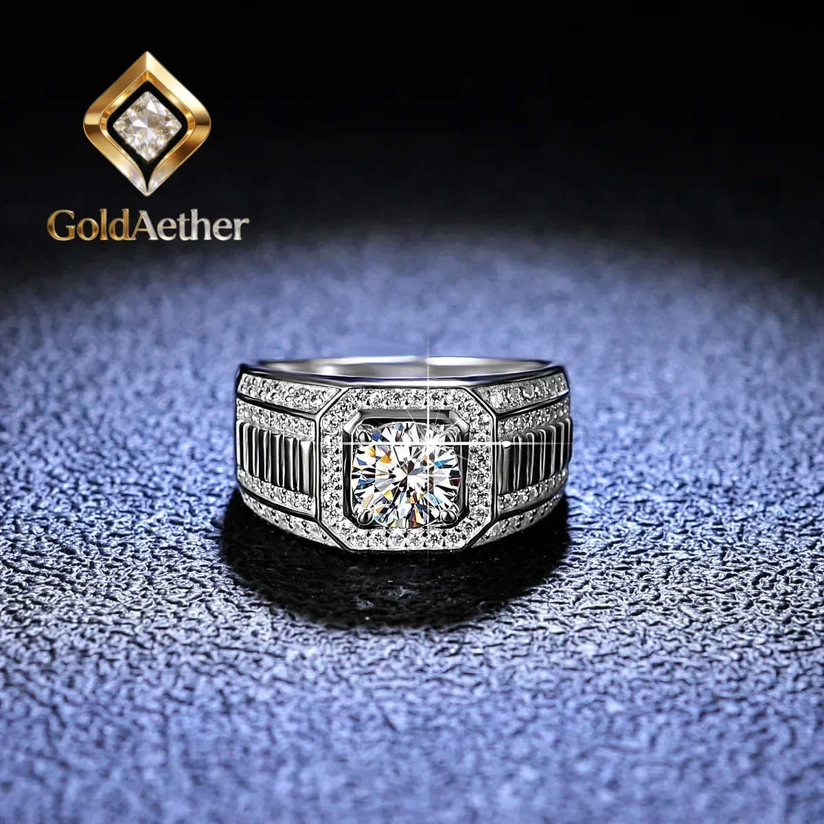 

GoldAether High - End Platinum PT950 White Gold Ring for Men, 1 Carat VVS D Color Moissanite, GRA - Certified, Ideal for Wedding