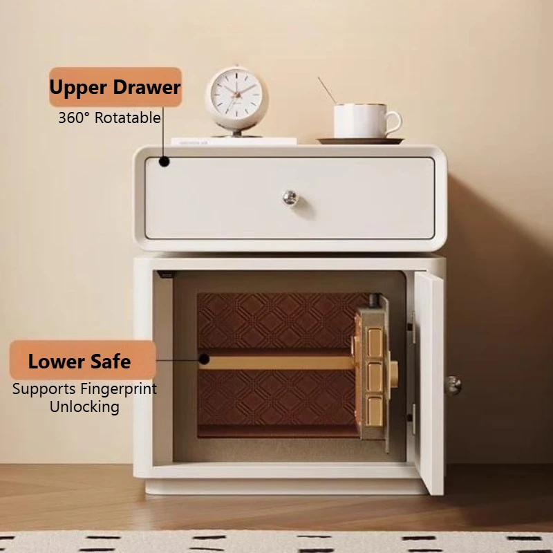 Decor Aesthetic Bedside Table With Drawers Guard Against Theft Nightstands Wooden Frame Safe Strongbox Bedroom Furniture Home