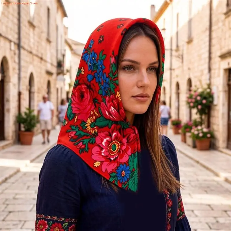 F92D 70X70cm Arabic Headscarf Eye Catching Design Head Cover Wrap Hijab Scarf For Sports Travel And Daily Wear