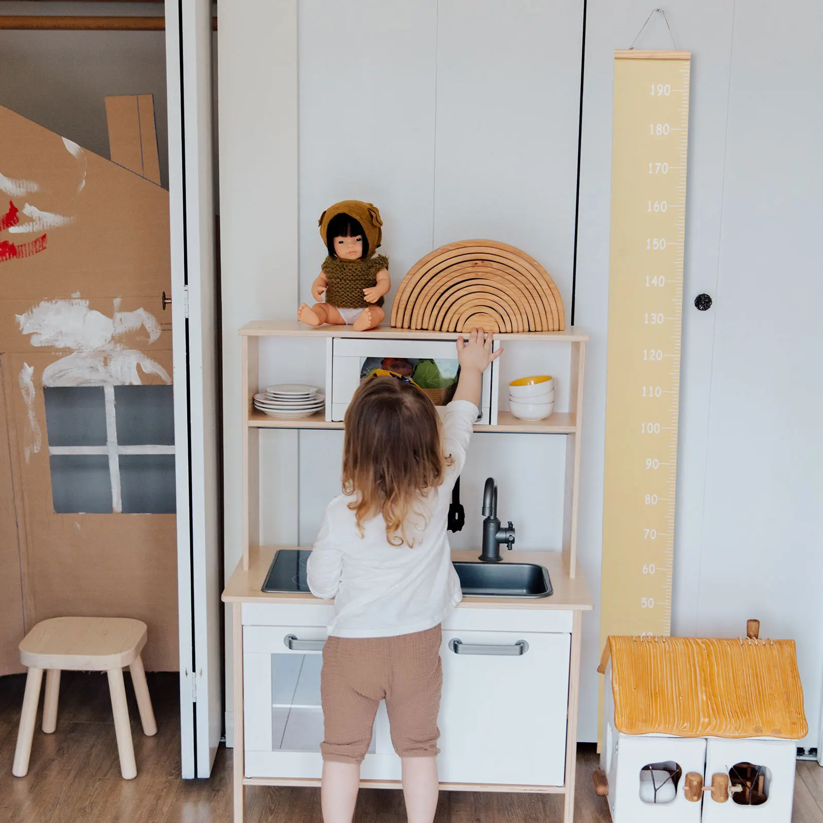 

Durable Wooden Canvas Height Chart Pendant Decor Growth Ruler Easy to Install Remove Perfect Christening Present