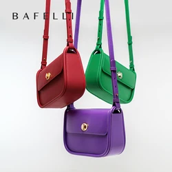 BAFELLI 2026 WOMEN'S NEW TREND LEATHER SADDLE BAGS FASHION STYLE ORIGINAL DESIGNER LUXURY BRAND CASUAL CROSSBODAY PURSE SHOULDER