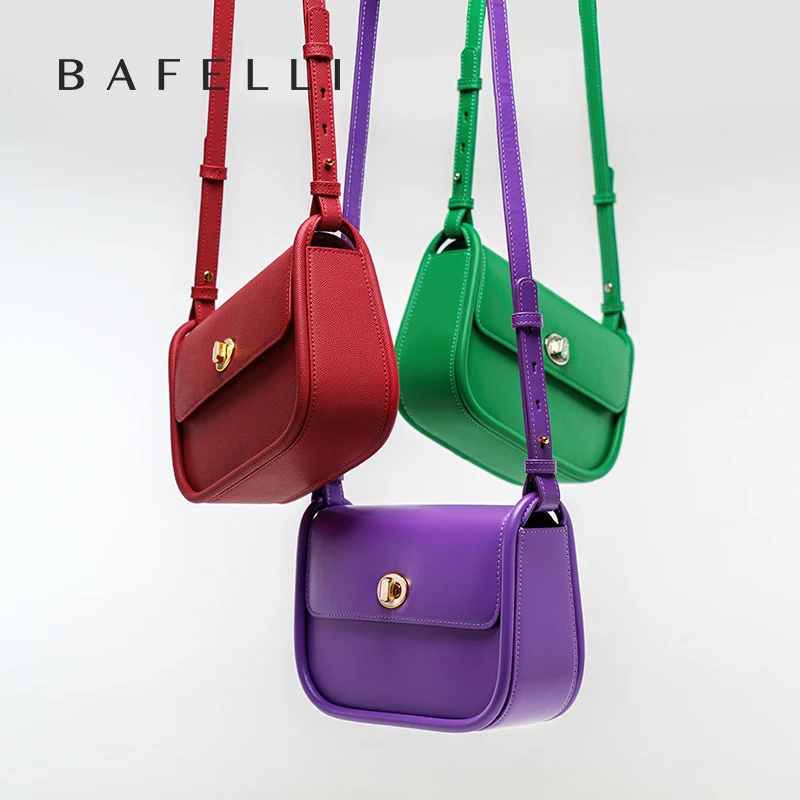 BAFELLI 2026 WOMEN'S NEW TREND LEATHER SADDLE BAGS FASHION STYLE ORIGINAL DESIGNER LUXURY BRAND CASUAL CROSSBODAY PURSE SHOULDER