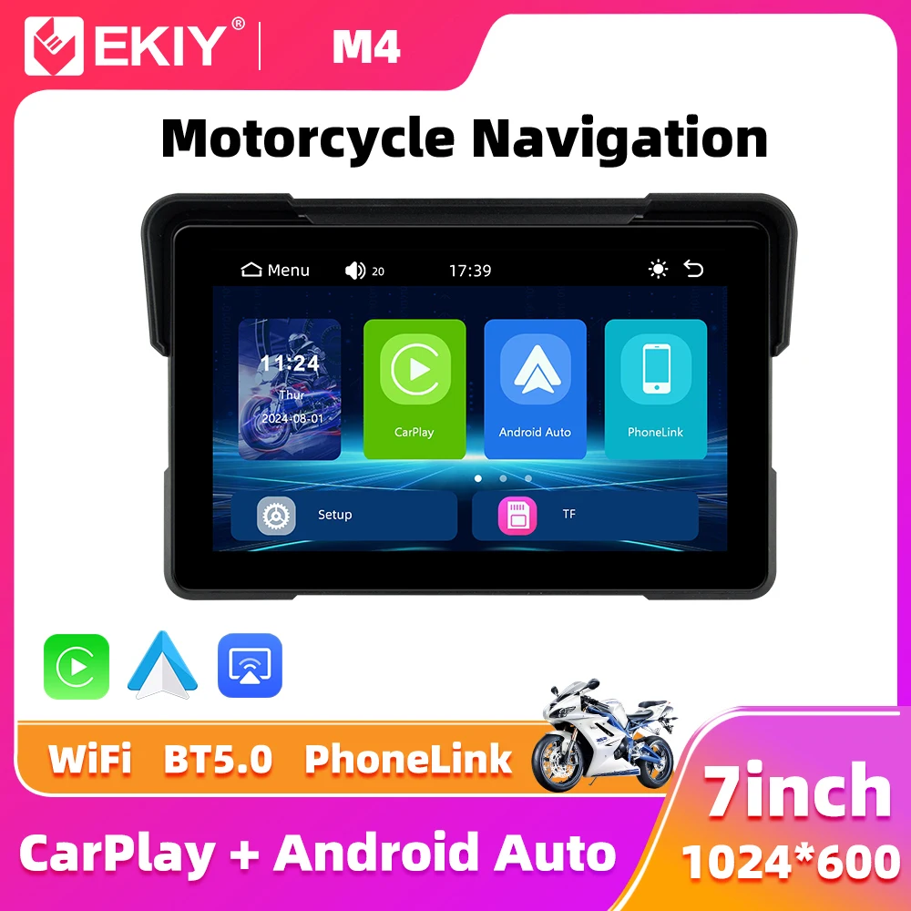 

EKIY 7-дюймовый беспроводной CarPlay Moto Android Auto портативный цифровой мотоцикл приборная панель GPS-навигация экран монитора