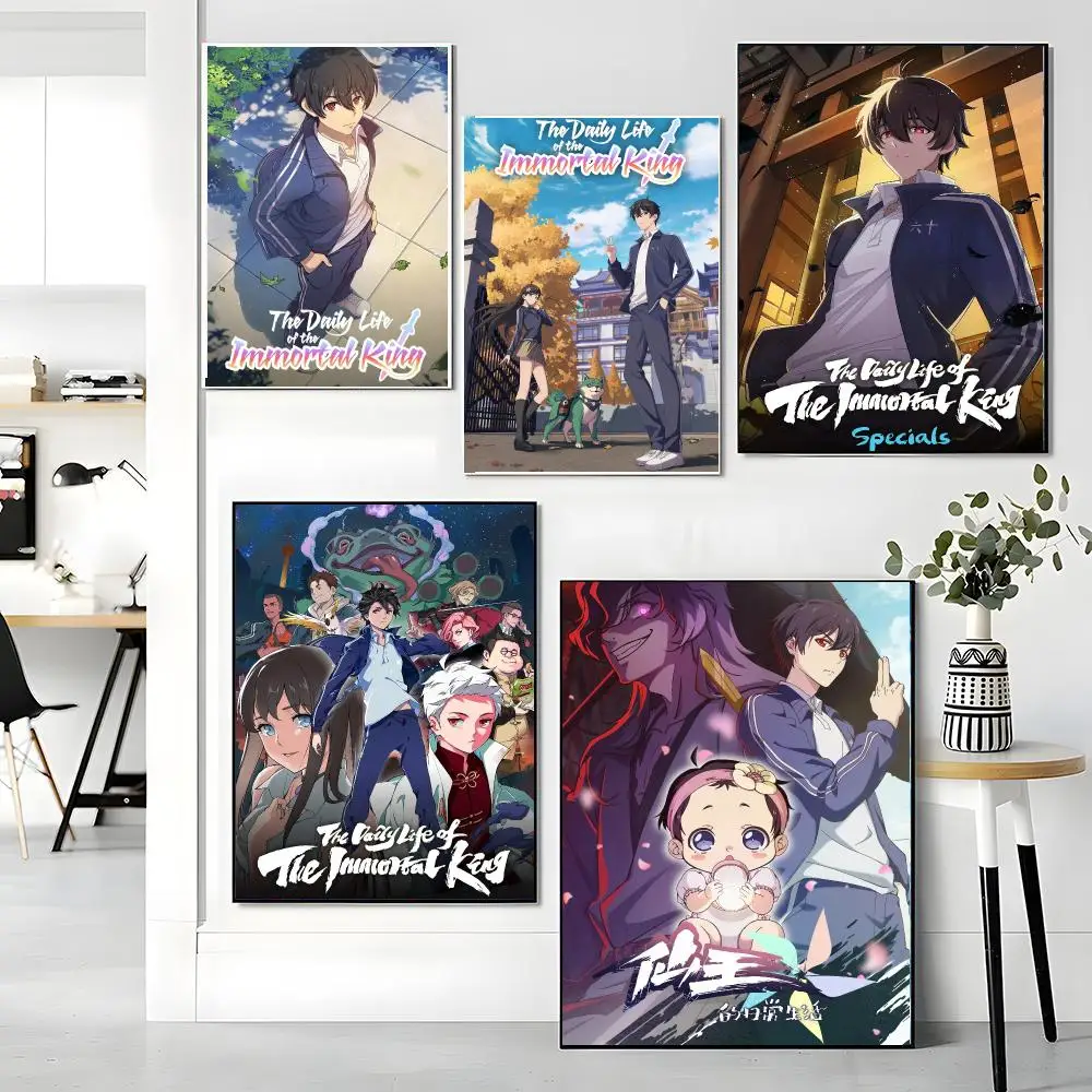 anime T-The Daily Life of the Immortal King-G Painting Calligraphy Boho Botanical Decor for Living Room Elegant Home Style