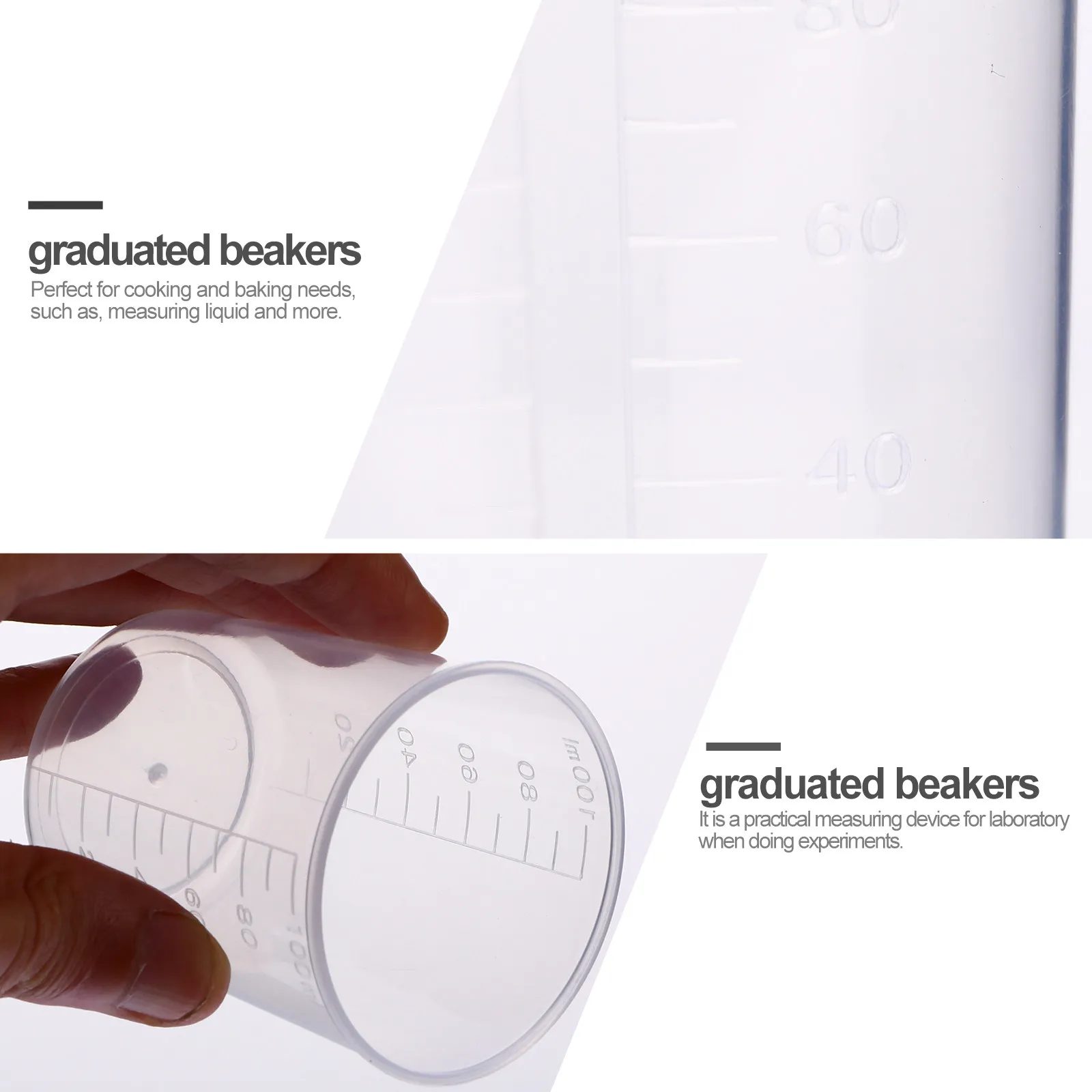 40Pcs 100Ml Safe Plastic Measuring Cups Transparent Design with High-Contrast Scale for Baking Measuring Tools