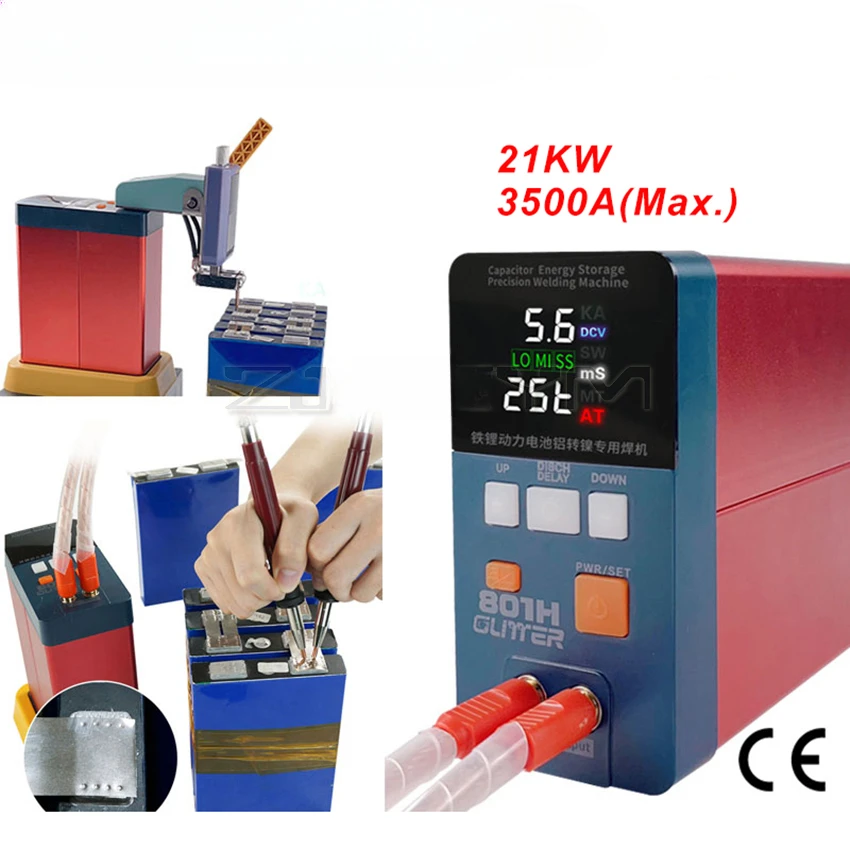 801H Spot Welding Machine 21KW 3500A Pulse Butt Welder 110-240V Power Battery Aluminum Nickel Single Battery Spot Welder