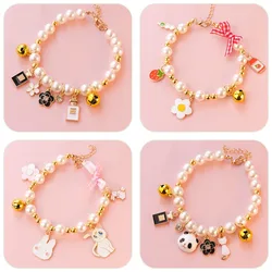 Collana di perle romantiche per cani Multi Cartoon Animal Pendant Summer Pet Cat Chain Floral Beaded Small Chihuahua Pet Accessories