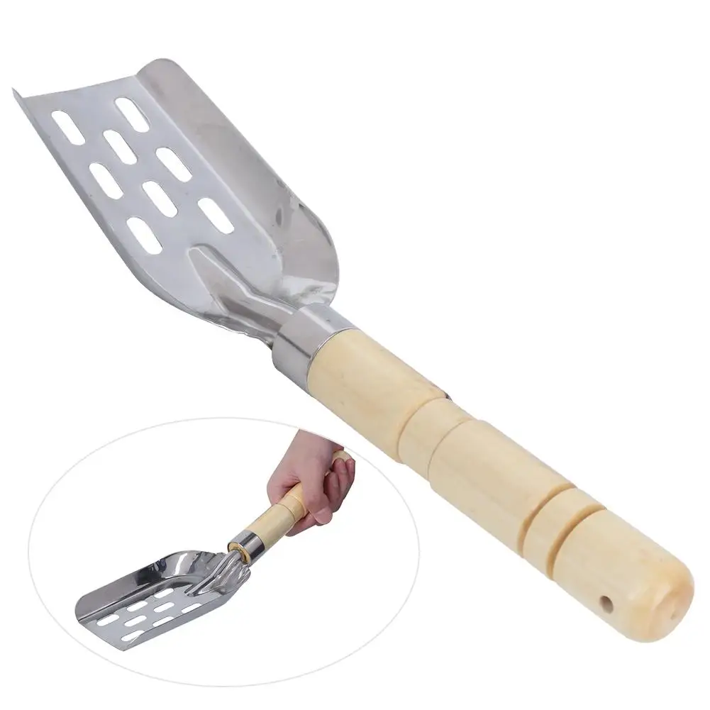 Stainless Steel Fishing Bait Shovel with Wooden Handle - Tackle for fisherman