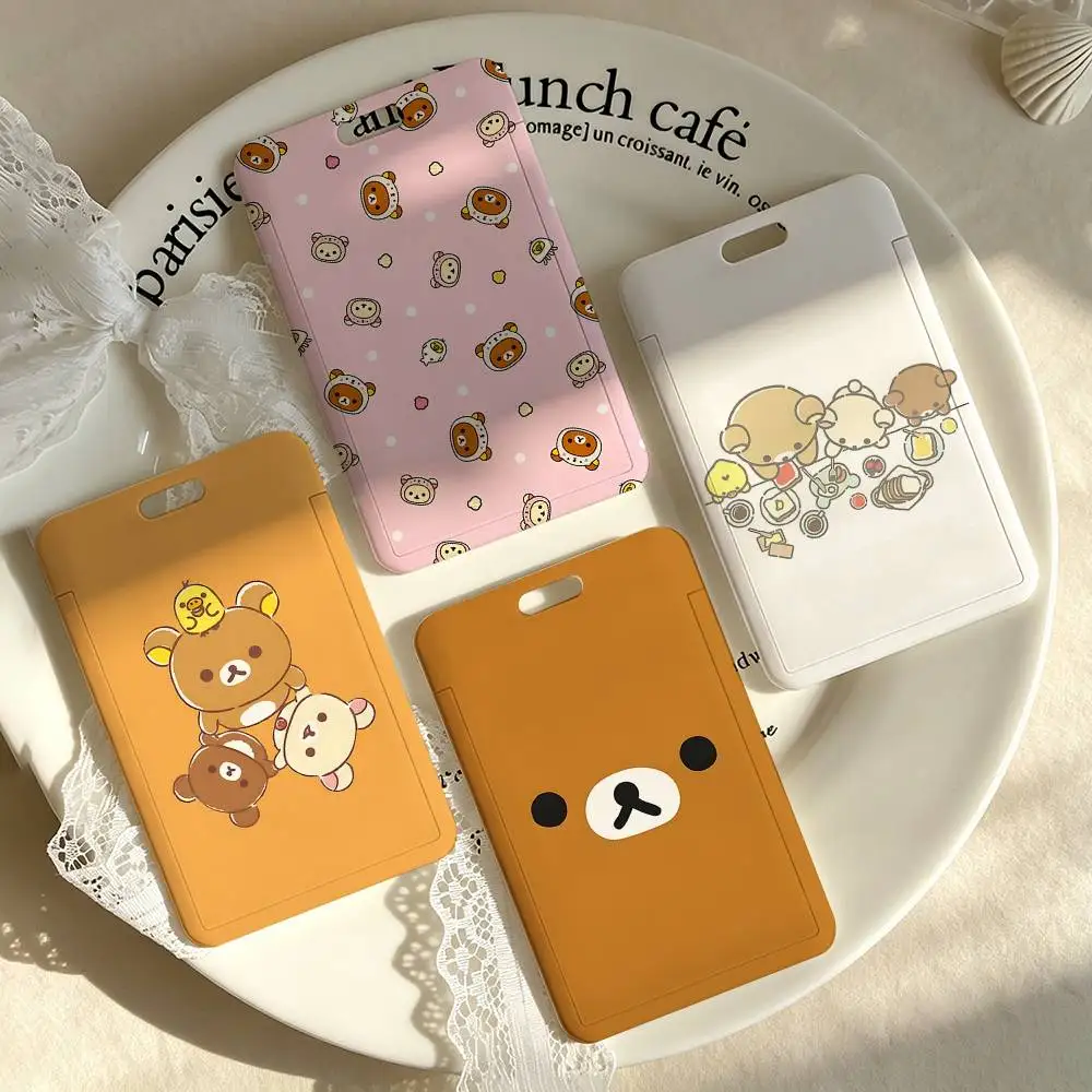 R-Rilakkumas 1 Card Holder, Leather Card Storage Box, Key Chain, Access Tag Holder, ID Card Holder, Key Chain