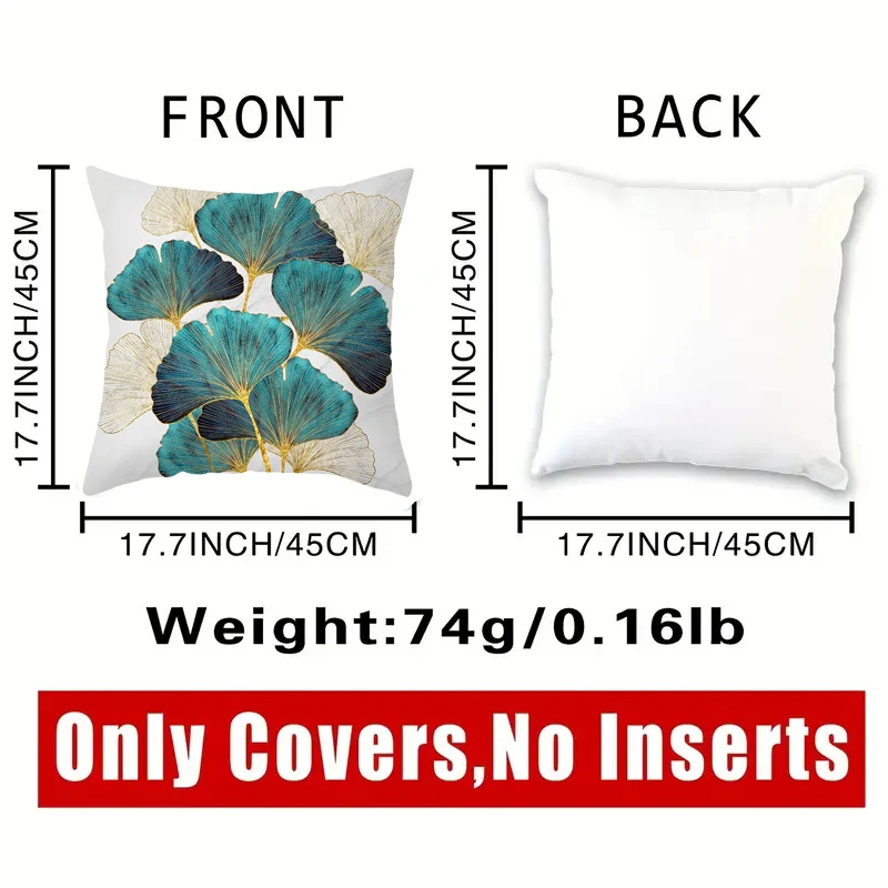 1pc Short Plush Printed Ginkgo Leaf Pattern Pillowcase - Soft and Cozy Plush Design forComfortable Sleep(Without Pillow Insert)