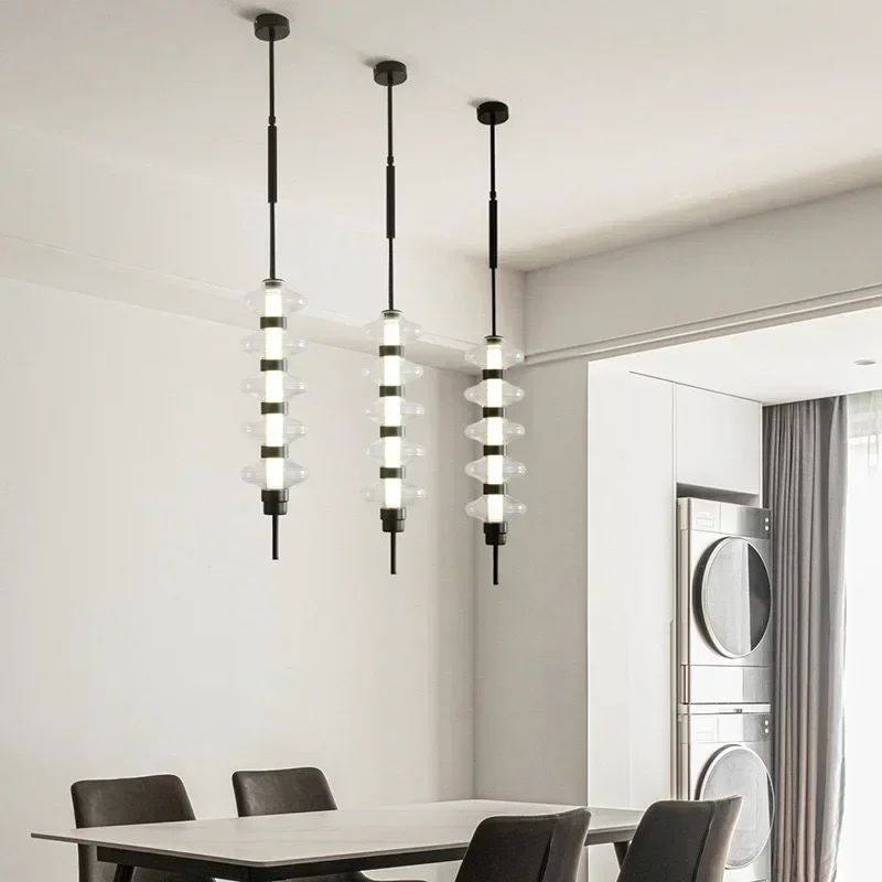 French Luxury Glass Pendant Lamp Bedroom Bedside Living Room Study Designer Telescopic Pole Chandelier Home Decor Light Fixtures