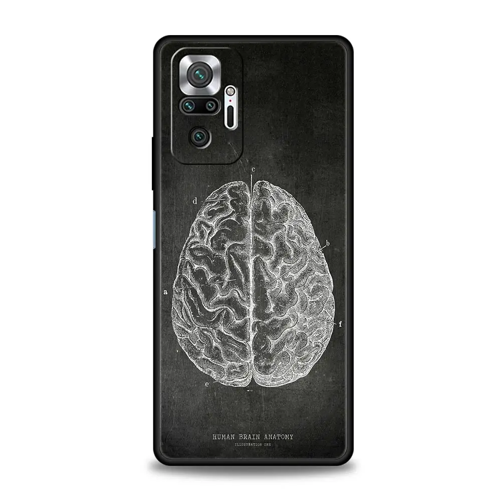 Phone Case For Xiaomi Redmi Note 13 12 5G 9S 9 8 10 11 Pro 9T 13C 12C 10C 9C 9A 7 Pro Soft Silicone Cover Chalkboard Anatomy