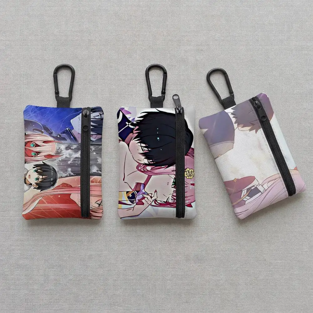 Cartoon Anime D-DARLING in the FRANXX Everyday Oxford Cloth Zipper Coin Purse - Lightweight Card Holder & Hanging Key Pouch