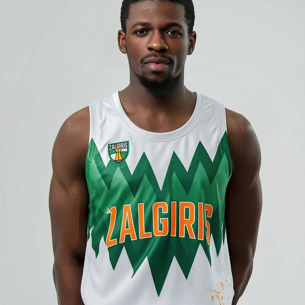 Lithuania Unisex Žalgiris Kaunas Basketball Jersey Vest Quick-Drying Sports Training Top for Children Special Match Day Gear