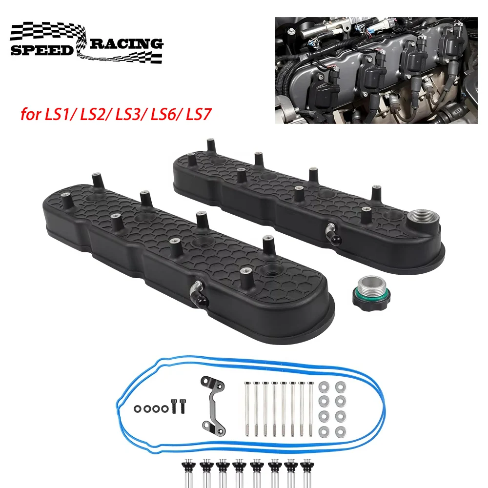 For LS1/ LS2/ LS3/ LS6/ LS7 or Similar Soils with 72mm Bolt Spacing LS Cast Aluminum Tall Valve Covers W/Coil Mounts