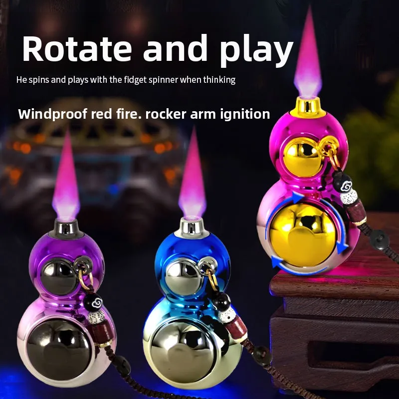 Nuevo encendedor de Gas butano, encendedor de Metal portátil en forma de calabaza, brazo basculante, encendedor de Gas de llama roja portátil a prueba de viento, pequeño regalo