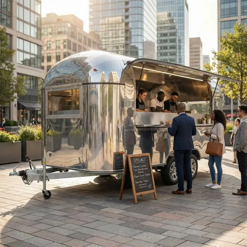 Large Double Axle Food Truck Mobile Kitchen Trailer for Commercial Catering Equipment