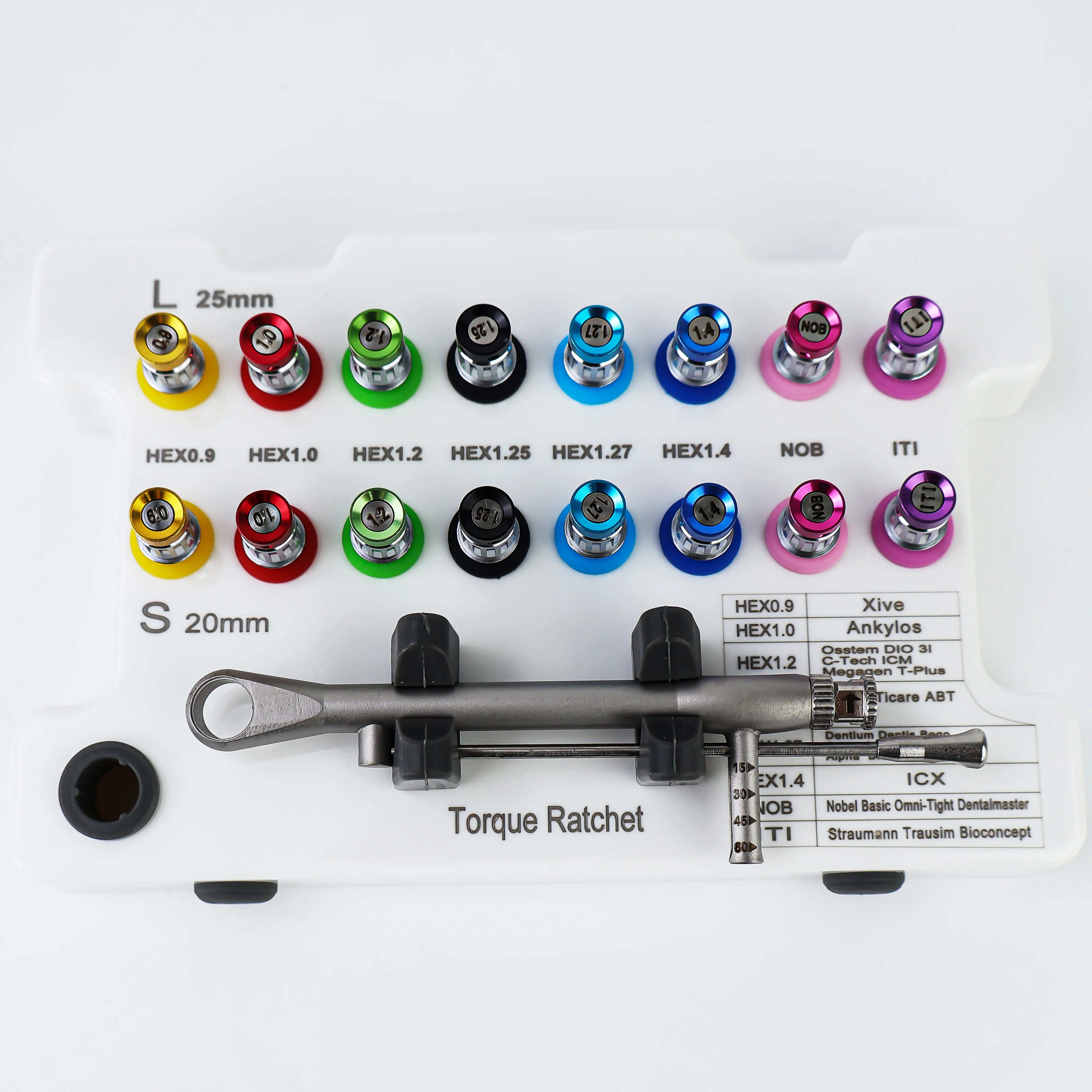 Dental Implant Screw Driver Colorful Torque Wrench with 16Pcs Screw Driver Universal Restoration Dentistry Tools Kit