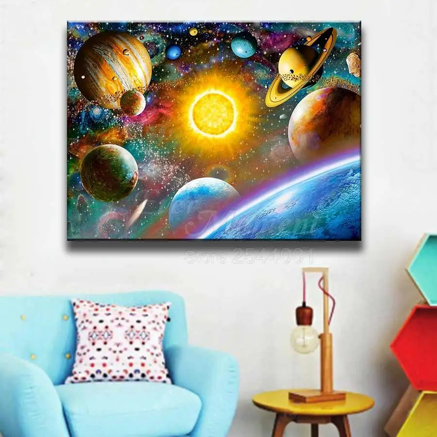 Ever Moment Diamond Painting Embroidery Colorful Planet Full Round Square Drills Resin Drill Wall Art Decoration ASF2257