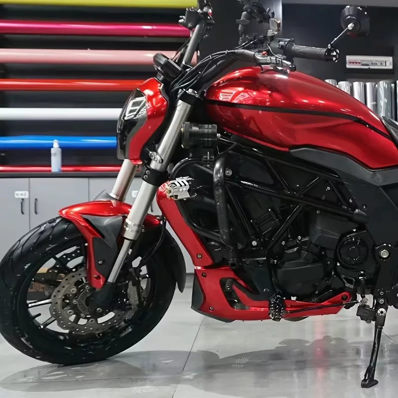 Ultra Gloss Metallic Candy Red Vinyl Car Wrap Film Roll with Air Release Self Adhesive Decal Sticker Motorbike Car Wrapping Foil view 6