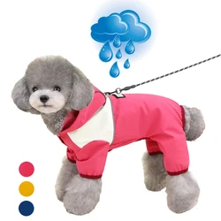 Waterproof Dog Jumpsuit With Caps Four Legs Dog Raincoat for Small Dogs Puppy Clothes Reflective Chihuahua Rain Coat Pet Costume