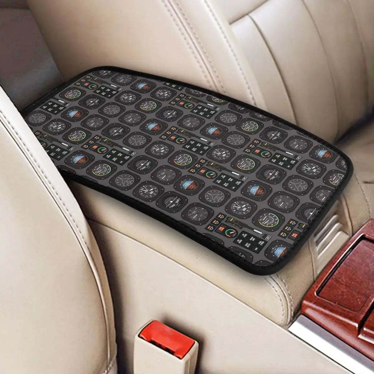 Pilot Flight Instruments Car Accessories Car Handrail Box Cushion Custom Print Non-slip Car Armrest Cover