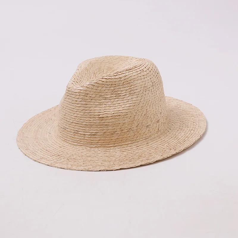 Premium Hand-Woven Palm Leaf Panama Hat Luxury Quiet Luxury Women Summer Beach Fedora Classic Sun Hat Men Resort Cruise Cap