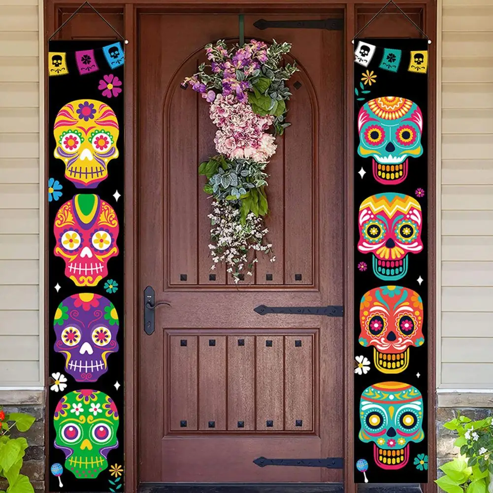 

Spooky Decorations for Halloween Halloween Door Decorations Spooky Skull Halloween Decor Festive Door S Couplets for Home Party