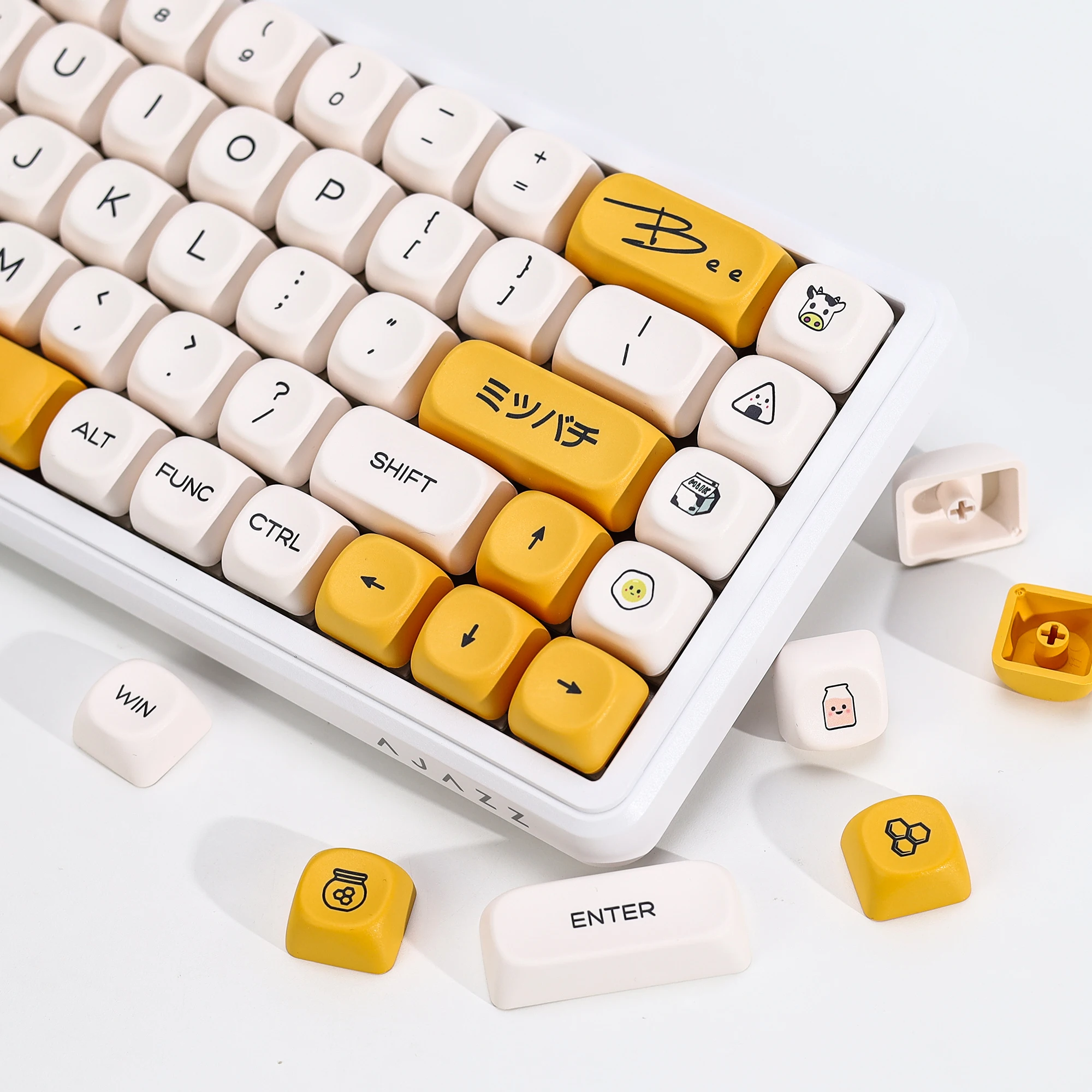 

Клавишные колпачки KBDiy Cute Honey Milk Theme, профиль KOA MOA, PBT, ISO, для кастомизации, совместимые с переключателями MX, для 60% игровых механических клавиатур