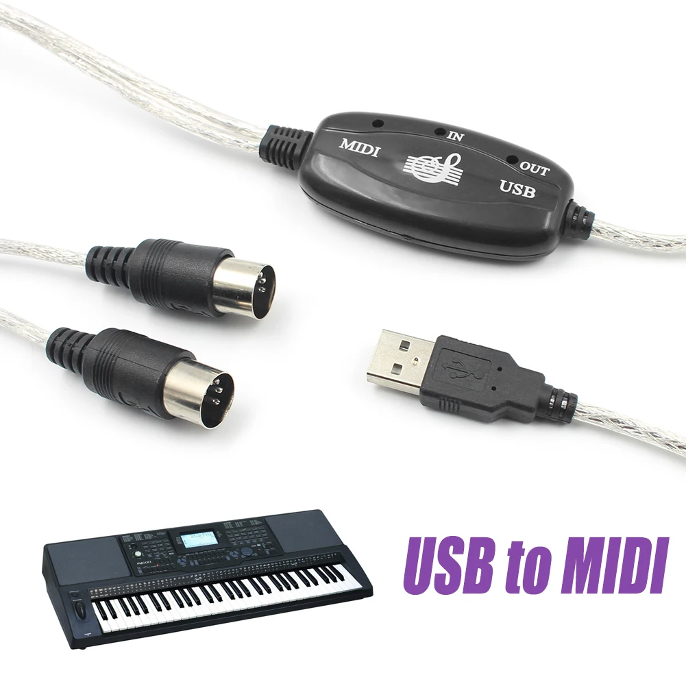 USB MIDI Cable Keyboard to PC Audio Cable USB to MIDI Cable Converter Cord USB IN-OUT MIDI Interface Adapter Accessories