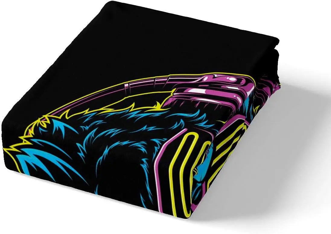 3D Gorilla Duvet Cover Set Double Size Headphone Gorilla Bedding Set With 2 Pillowcases Watercolor Blue Design
